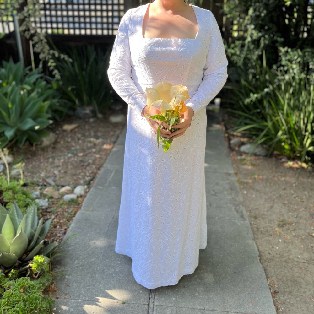 Cotton Eyelet Wedding Dress With Sleeves